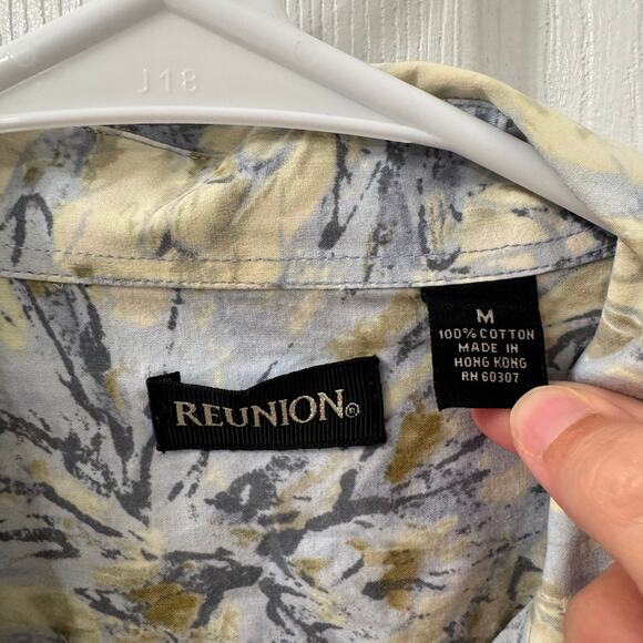 Reunion Womens Collared Long Sleeve Button Down Shirt Size M Career Artsy 90s - Picture 4 of 6
